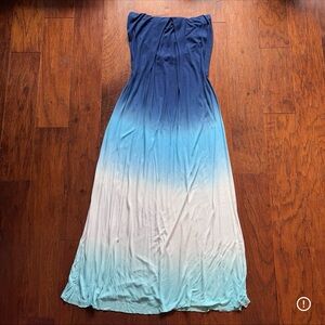 Young, Fabulous, & Broke Blue Ombre Strapless Maxi Dress | Size XS